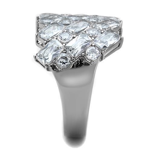 MATK1522 - High polished (no plating) Stainless Steel Ring with AAA Grade CZ in Clear