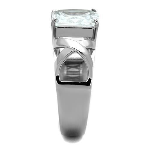 MATK1530 - High polished (no plating) Stainless Steel Ring with AAA Grade CZ in Clear