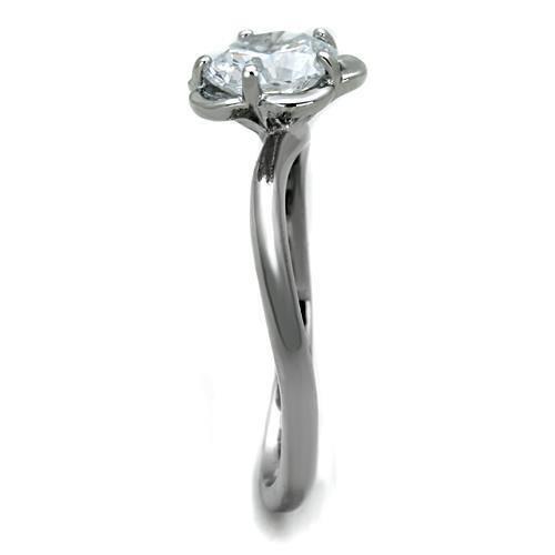 MATK1540 - High polished (no plating) Stainless Steel Ring with AAA Grade CZ in Clear