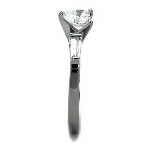 MATK1541 - High polished (no plating) Stainless Steel Ring with AAA Grade CZ in Clear