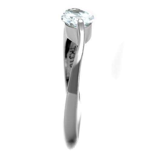 MATK1542 - High polished (no plating) Stainless Steel Ring with AAA Grade CZ in Clear