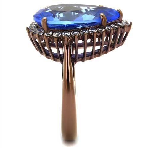 MATK1564LC - IP Coffee light Stainless Steel Ring with Top Grade Crystal in Light Sapphire