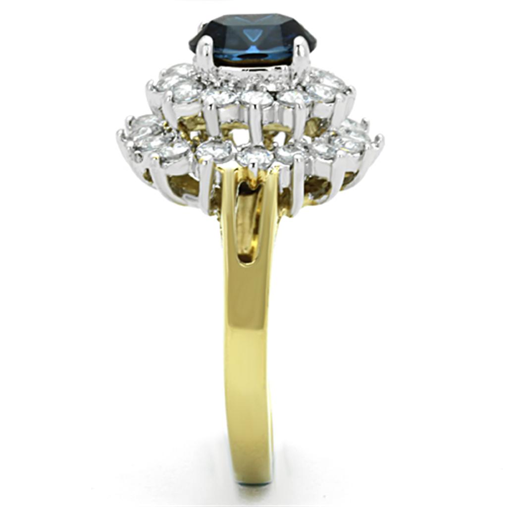 MATK1572 - Two-Tone IP Gold (Ion Plating) Stainless Steel Ring with Top Grade Crystal in Montana