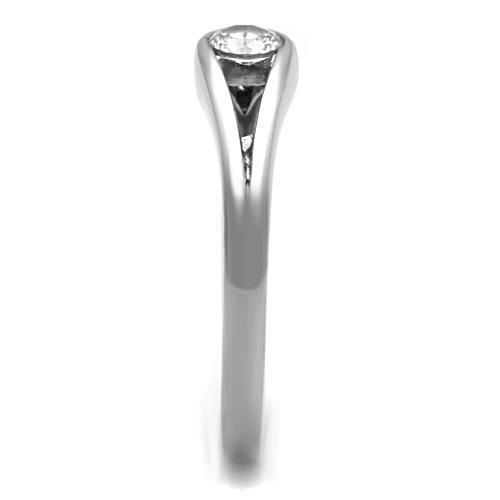 MATK1581 - High polished (no plating) Stainless Steel Ring with AAA Grade CZ in Clear