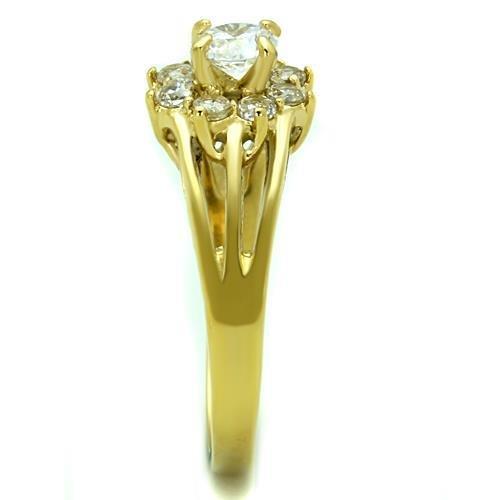 MATK1583 - IP Gold(Ion Plating) Stainless Steel Ring with AAA Grade CZ in Clear