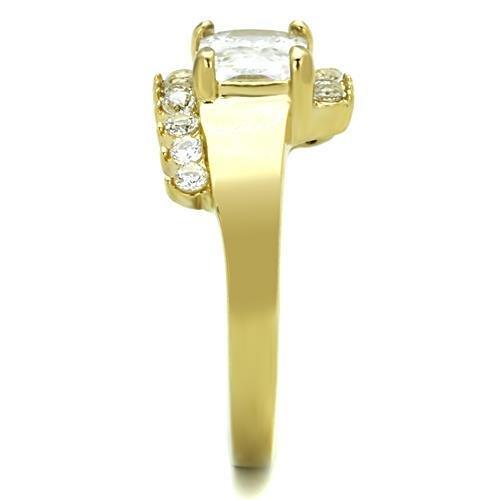 MATK1588 - IP Gold(Ion Plating) Stainless Steel Ring with AAA Grade CZ in Clear