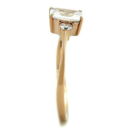 MATK1589 - IP Rose Gold(Ion Plating) Stainless Steel Ring with AAA Grade CZ in Clear