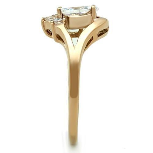 MATK1590 - IP Rose Gold(Ion Plating) Stainless Steel Ring with AAA Grade CZ in Clear