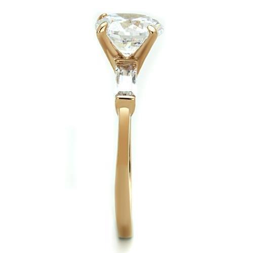 MATK1595 - IP Rose Gold(Ion Plating) Stainless Steel Ring with AAA Grade CZ in Clear