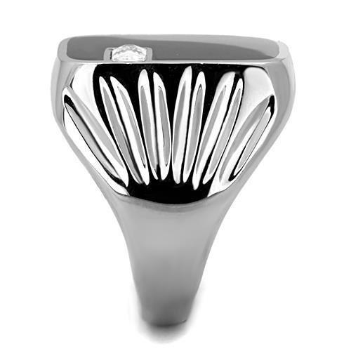 MATK1598 - High polished (no plating) Stainless Steel Ring with AAA Grade CZ in Clear