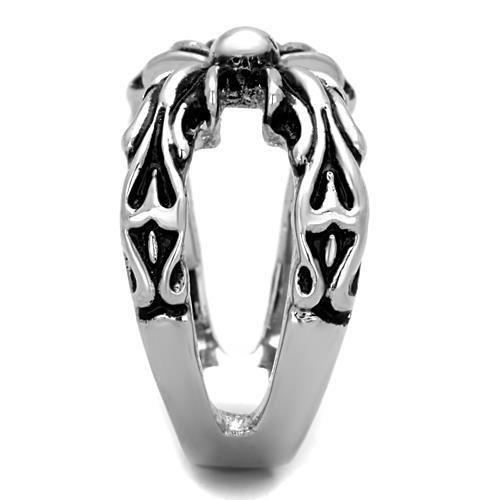 MATK1605 - High polished (no plating) Stainless Steel Ring with Epoxy in Jet