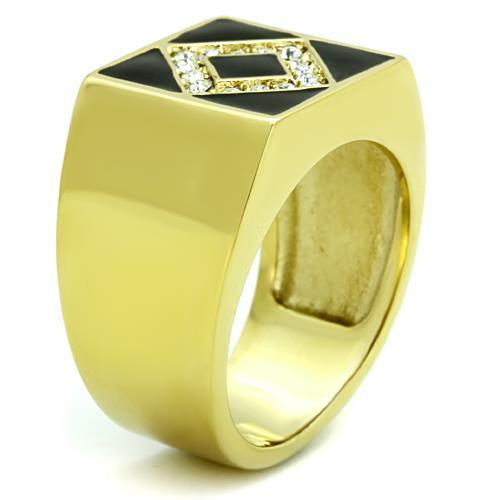 MATK1613 - IP Gold(Ion Plating) Stainless Steel Ring with Top Grade Crystal in Clear