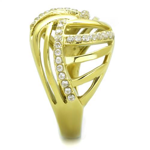 MATK1627 - IP Gold(Ion Plating) Stainless Steel Ring with AAA Grade CZ in Clear