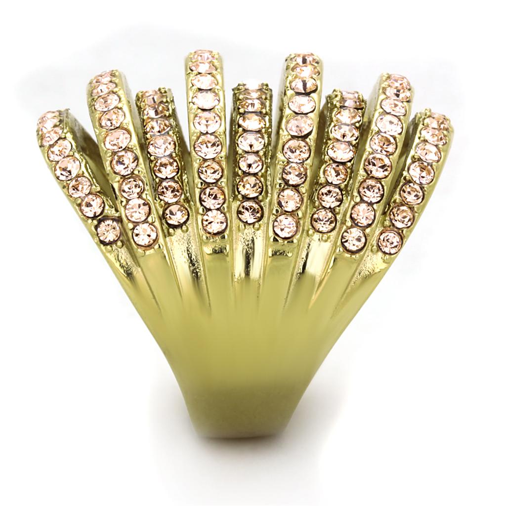 MATK1637 - IP Gold(Ion Plating) Stainless Steel Ring with Top Grade Crystal in Light Peach