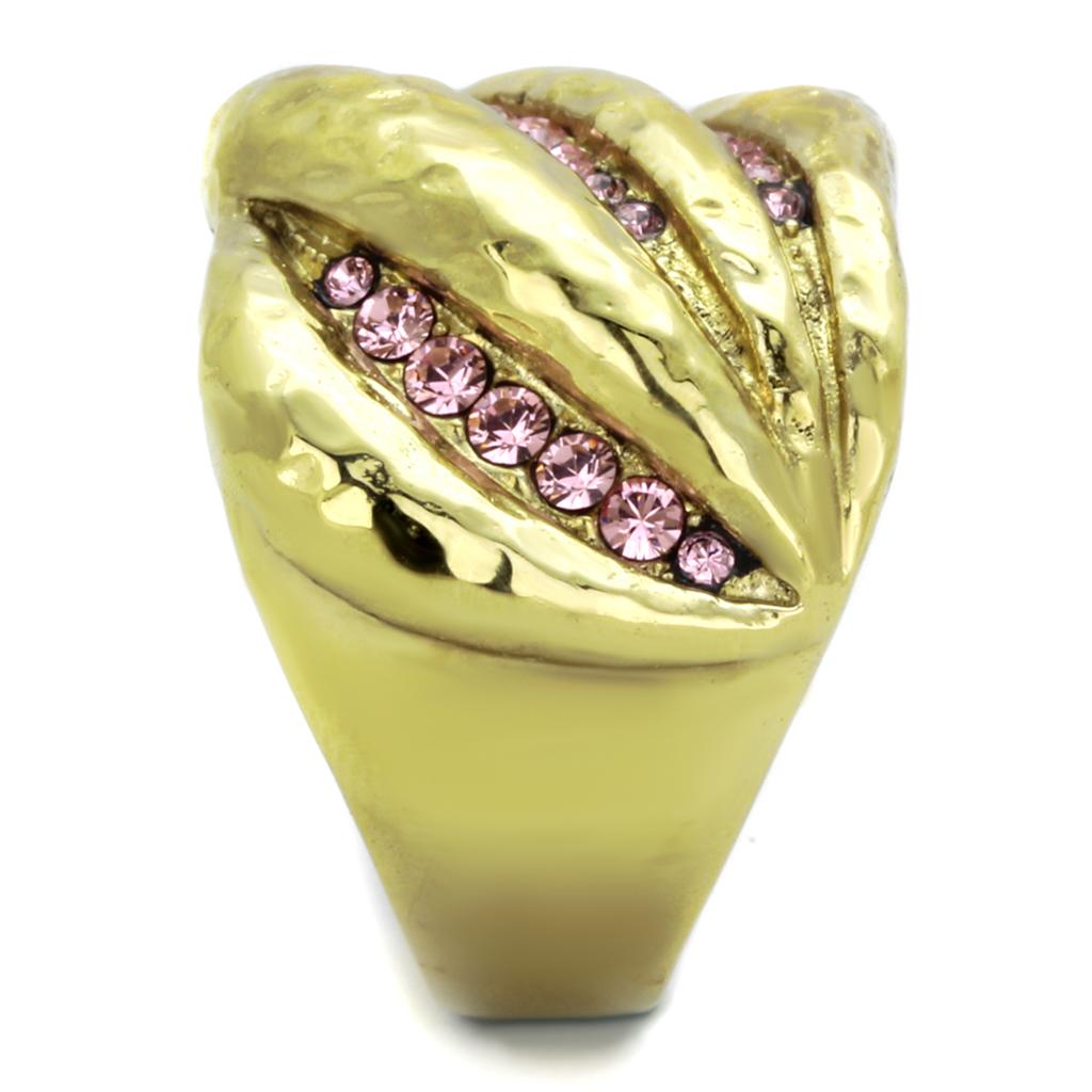 MATK1638 - IP Gold(Ion Plating) Stainless Steel Ring with Top Grade Crystal in Light Rose
