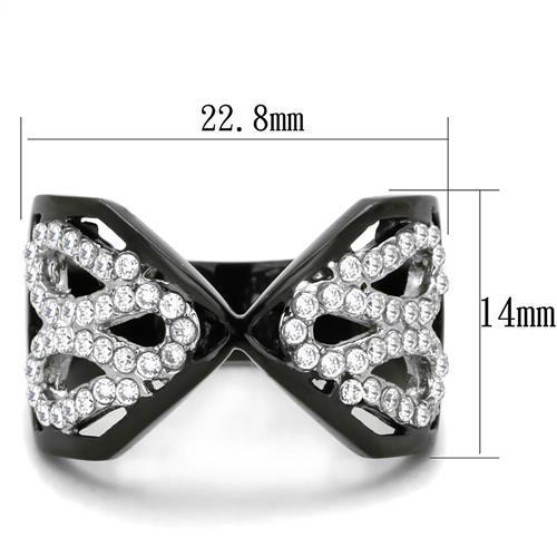 MATK1644 - Two-Tone IP Black Stainless Steel Ring with AAA Grade CZ in Clear