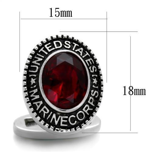 MATK1646 - High polished (no plating) Stainless Steel Cufflink with Synthetic Synthetic Glass in Siam