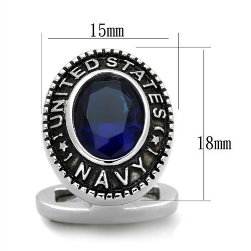 MATK1647 - High polished (no plating) Stainless Steel Cufflink with Synthetic Synthetic Glass in Montana