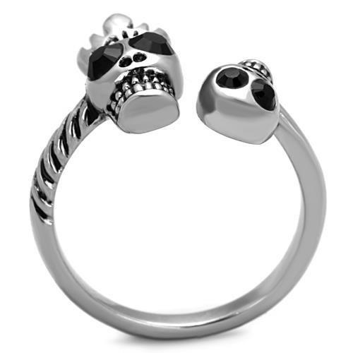 MATK1661 High polished (no plating) Stainless Steel Ring with Top Grade Crystal in Jet