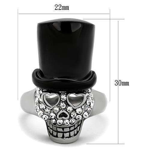 MATK1662 - Two-Tone IP Black Stainless Steel Ring with Top Grade Crystal in Clear