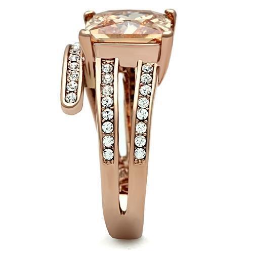 MATK1665 - IP Rose Gold(Ion Plating) Stainless Steel Ring with AAA Grade CZ in Champagne