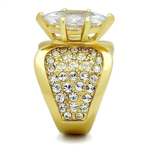 MATK1672 - IP Gold(Ion Plating) Stainless Steel Ring with AAA Grade CZ in Clear