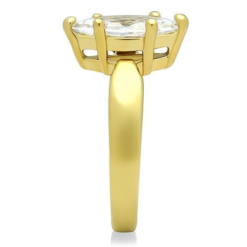 MATK1673 - IP Gold(Ion Plating) Stainless Steel Ring with AAA Grade CZ in Clear