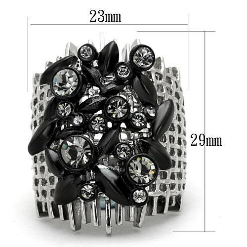 MATK1687 - Two-Tone IP Black Stainless Steel Ring with Top Grade Crystal in Black Diamond