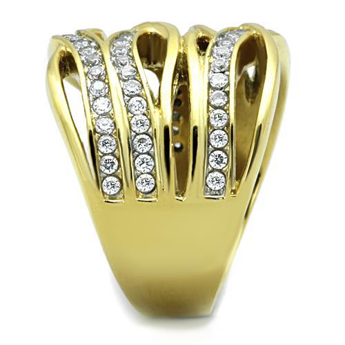 MATK1699 - Two-Tone IP Gold (Ion Plating) Stainless Steel Ring with AAA Grade CZ in Clear