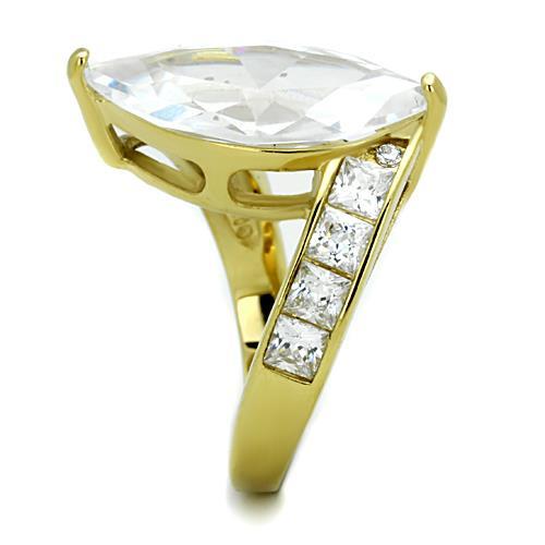 MATK1723 - IP Gold(Ion Plating) Stainless Steel Ring with AAA Grade CZ in Clear