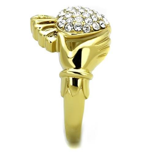 MATK1724 - IP Gold(Ion Plating) Stainless Steel Ring with Top Grade Crystal in Clear
