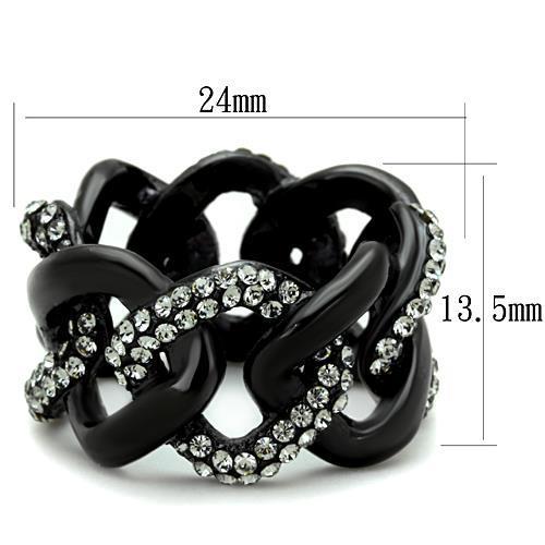 MATK1731 - IP Black(Ion Plating) Stainless Steel Ring with Top Grade Crystal in Black Diamond