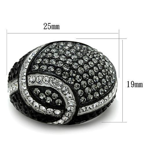 MATK1733 - Two-Tone IP Black Stainless Steel Ring with Top Grade Crystal in Black Diamond