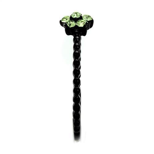 MATK1739 - IP Black(Ion Plating) Stainless Steel Ring with Top Grade Crystal in Peridot