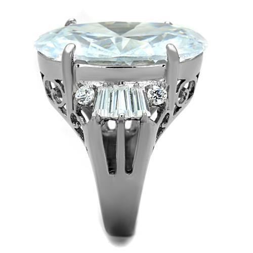 MATK1747 - High polished (no plating) Stainless Steel Ring with AAA Grade CZ in Clear
