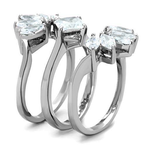 MATK1756 - High polished (no plating) Stainless Steel Ring with AAA Grade CZ in Clear