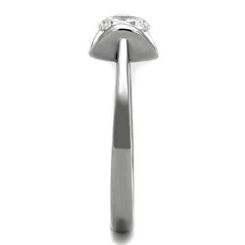 MATK1763 - High polished (no plating) Stainless Steel Ring with AAA Grade CZ in Clear