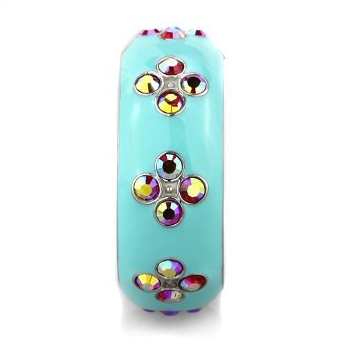 MATK1768 - High polished (no plating) Stainless Steel Ring with Top Grade Crystal in Light Rose