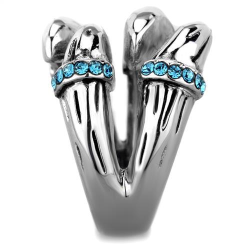 MATK1779 - High polished (no plating) Stainless Steel Ring with Top Grade Crystal in Sapphire