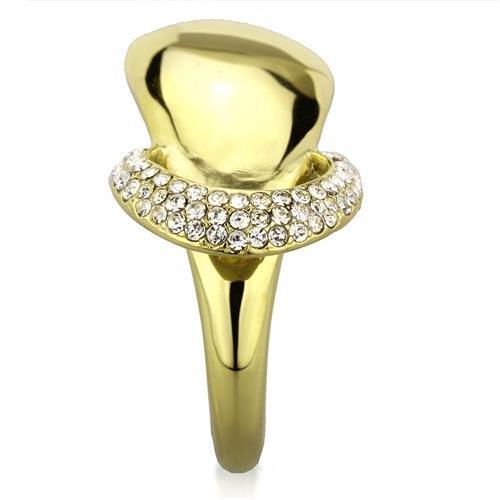 MATK1782 - IP Gold(Ion Plating) Stainless Steel Ring with Top Grade Crystal in Clear