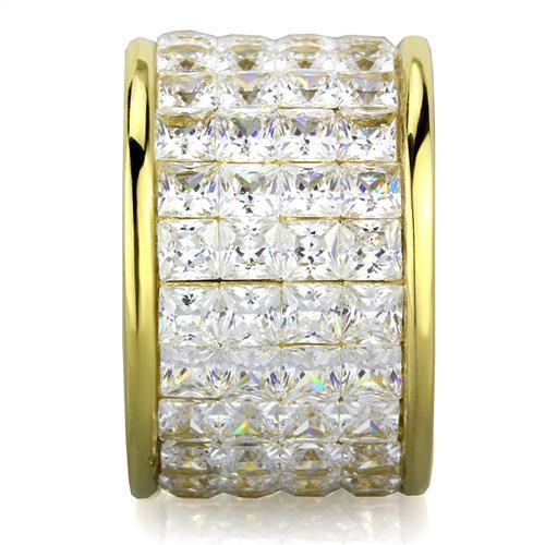 MATK1783 - IP Gold(Ion Plating) Stainless Steel Ring with AAA Grade CZ in Clear
