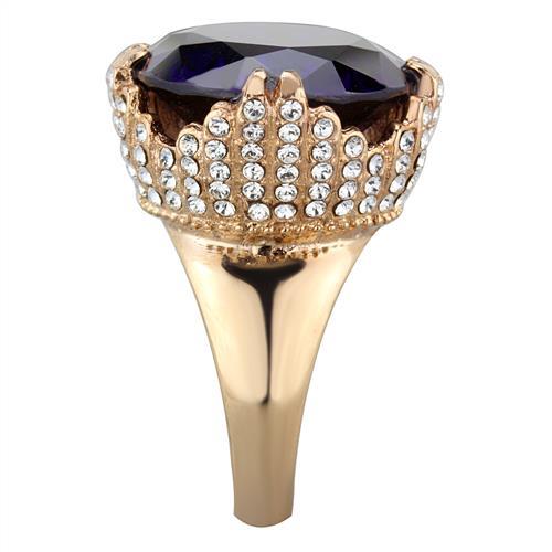 MATK1786 - IP Rose Gold(Ion Plating) Stainless Steel Ring with AAA Grade CZ in Amethyst