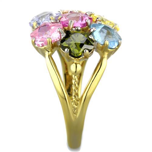 MATK1791 - Two-Tone IP Gold (Ion Plating) Stainless Steel Ring with Assorted in Multi Color