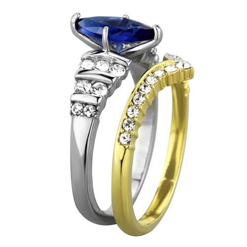 MATK1796 - Two-Tone IP Gold (Ion Plating) Stainless Steel Ring with Synthetic Synthetic Glass in Montana