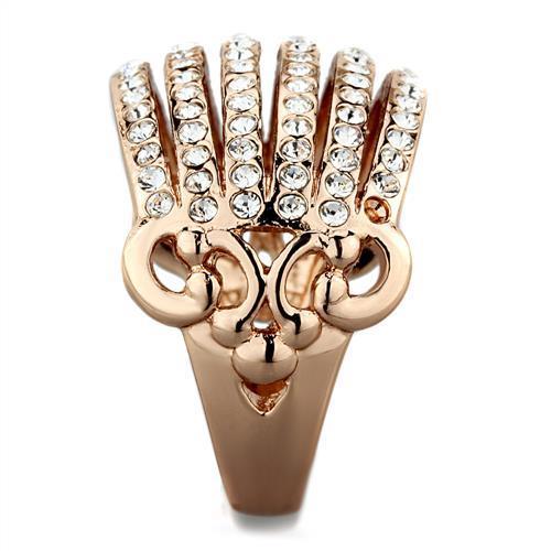 MATK1797 - IP Rose Gold(Ion Plating) Stainless Steel Ring with Top Grade Crystal in Clear