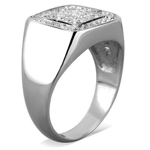 MATK1802 - High polished (no plating) Stainless Steel Ring with AAA Grade CZ in Clear
