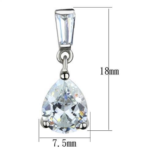 MATK1804 - High polished (no plating) Stainless Steel Earrings with AAA Grade CZ in Clear