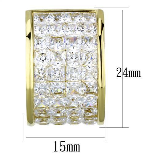 MATK1807 - IP Gold(Ion Plating) Stainless Steel Earrings with AAA Grade CZ in Clear