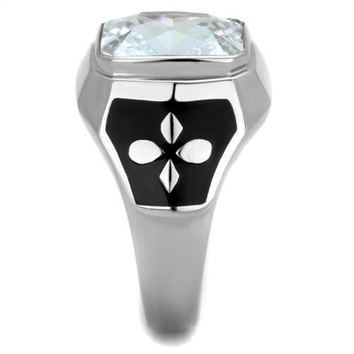 MATK1813 - High polished (no plating) Stainless Steel Ring with AAA Grade CZ in Clear
