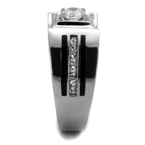 MATK1814 - High polished (no plating) Stainless Steel Ring with AAA Grade CZ in Clear